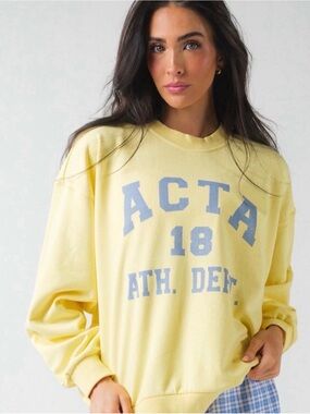 Yellow 'ACTA 18 ATH. DEPT.' Graphic Sweatshirt